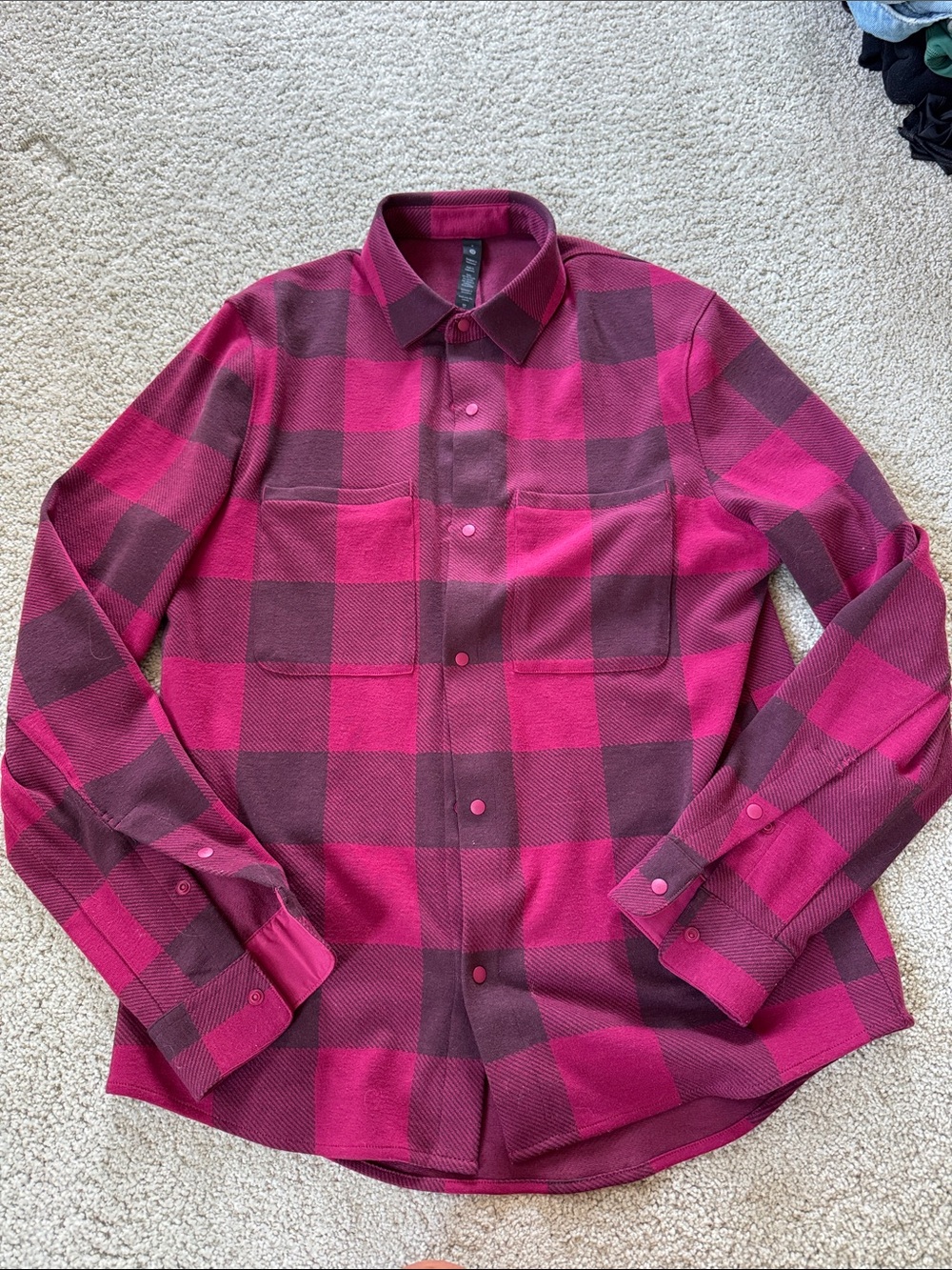 LULULEMON Maroon Flannel Button Down Top S